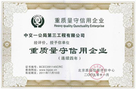 公司获重质量守信用企业荣誉称号