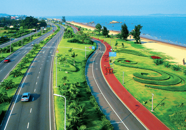 厦门环岛路彩色沥青路面