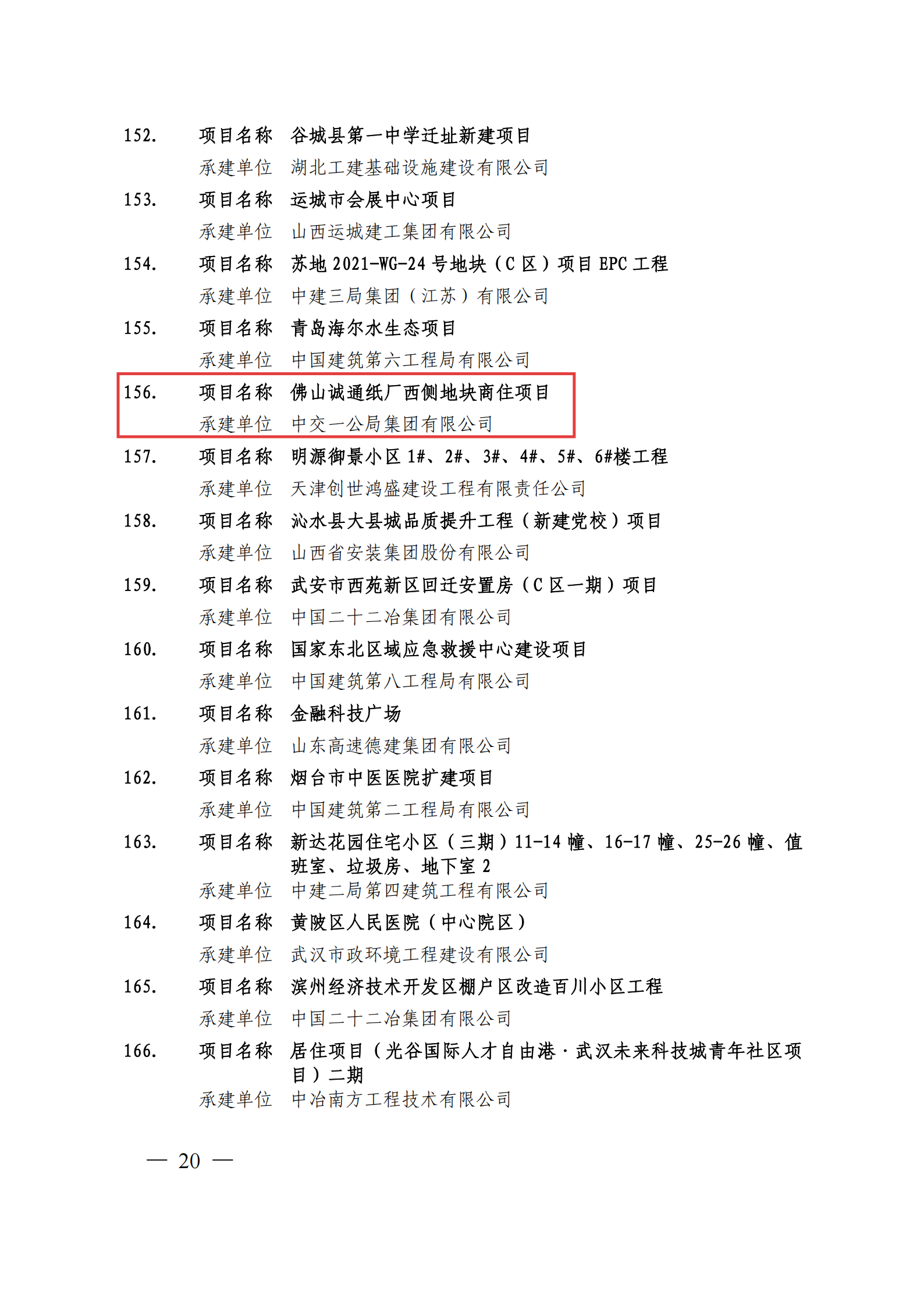提取自关于公布 2025 年第一批工程建设项目绿色建造施工水平评价结果的通知_20 提取自关于公布 2025 年第一批工程建设项目绿色建造施工水平评价结果的通知_20